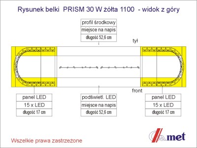 PRISM 30 W żółta 12/24 z góry